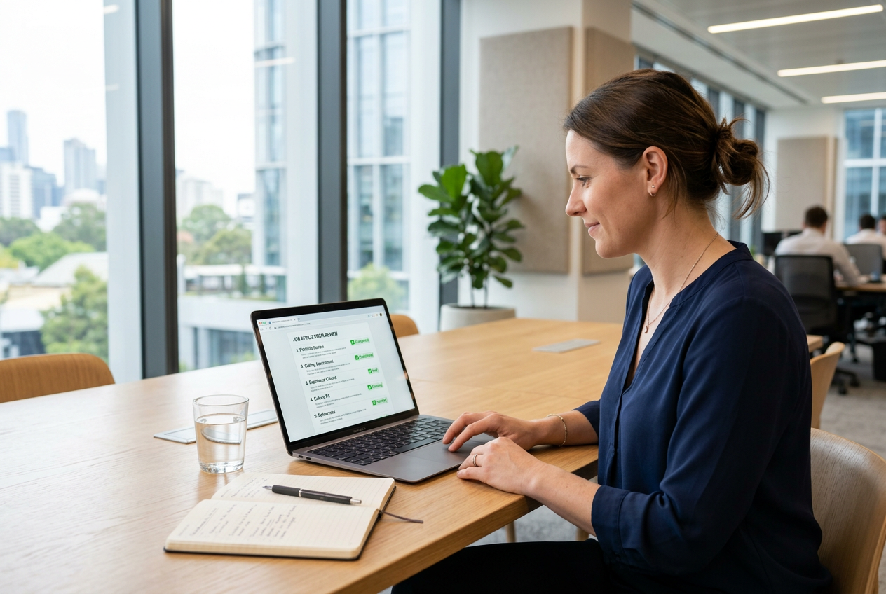 A person reviewing terms and conditions on a laptop.